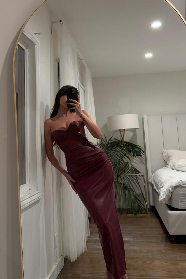 Savage Desire Faux Leather Maxi Dress
