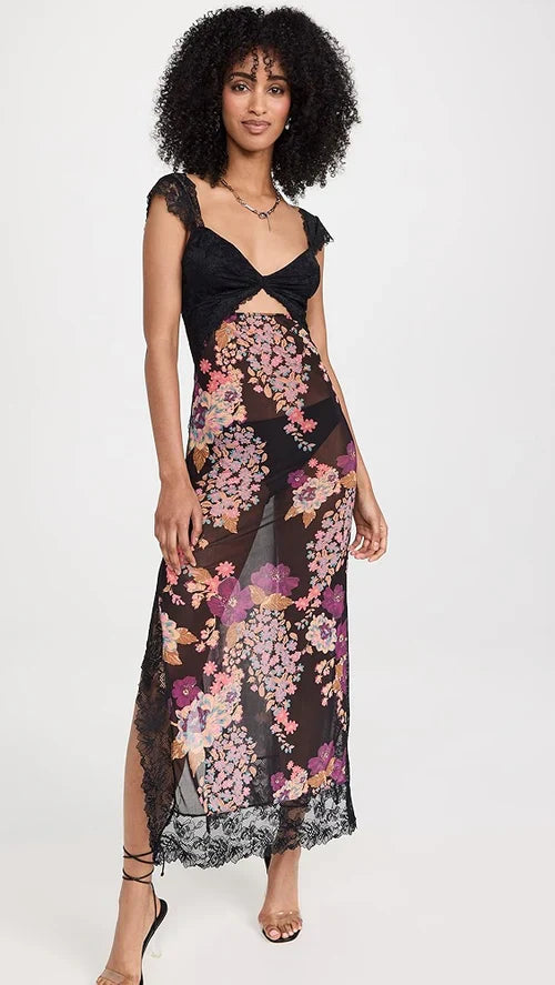 Midnight Bloom Lace Maxi