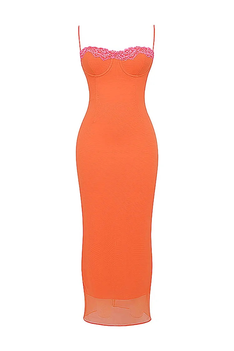 Tropica Lace Detail Mesh Maxi Dress