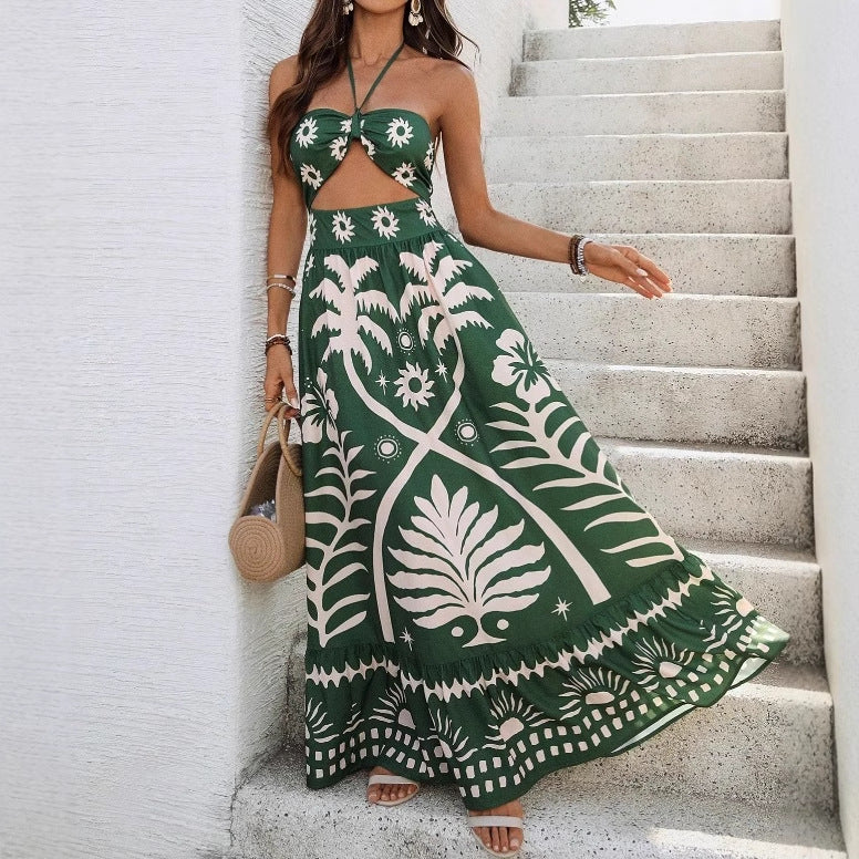 Tropica Cutout Halter Maxi Dress