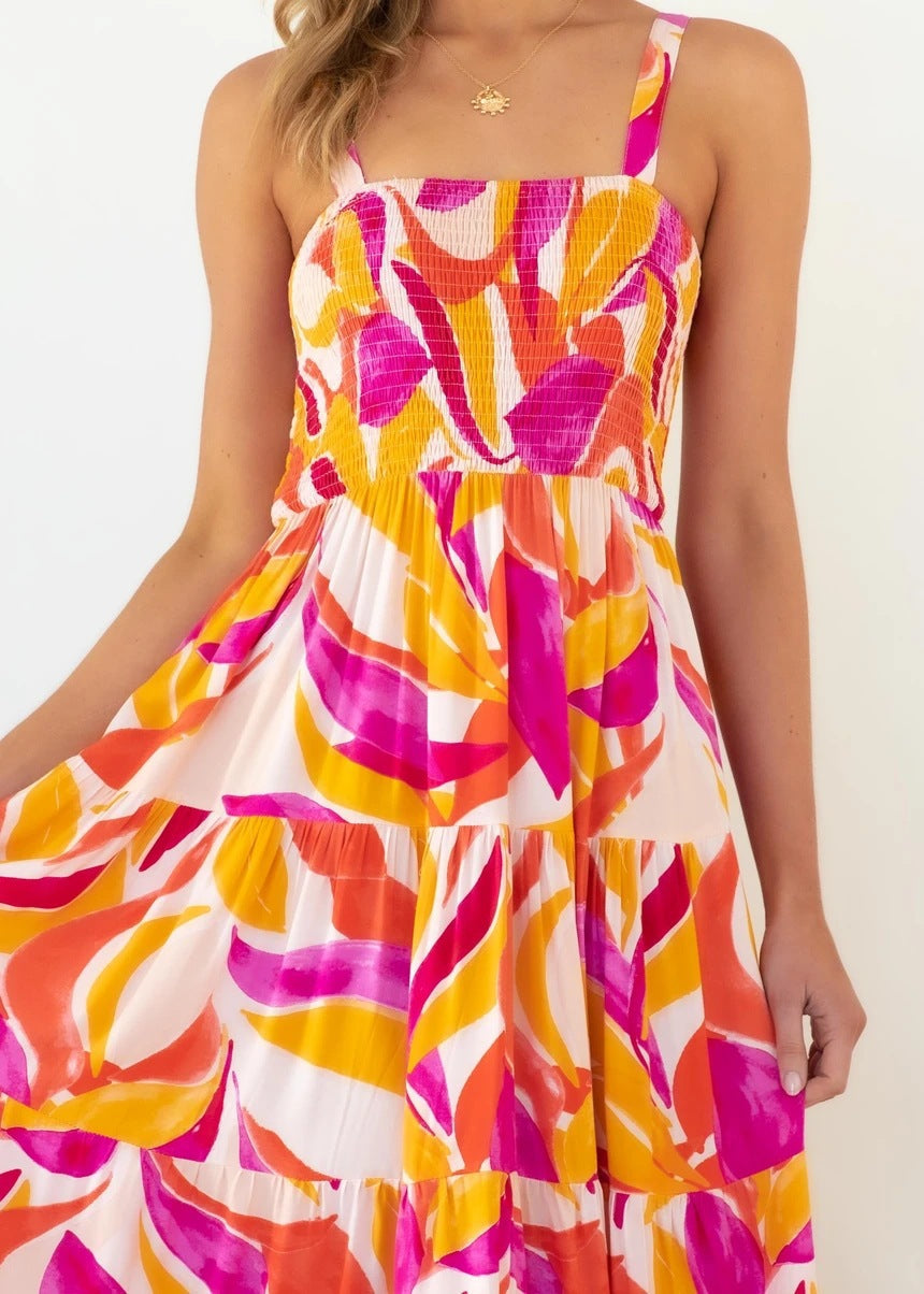 Sunberry Swirl Tiered Maxi Dress