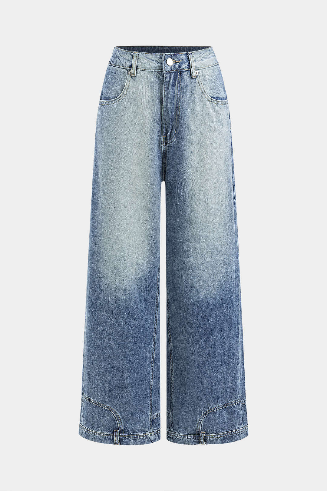 Luxe Fade-Wash Wide-Leg Jeans