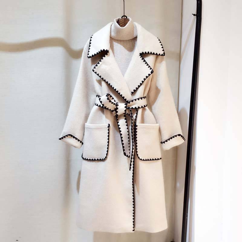 Stitched Charm Belted Coat