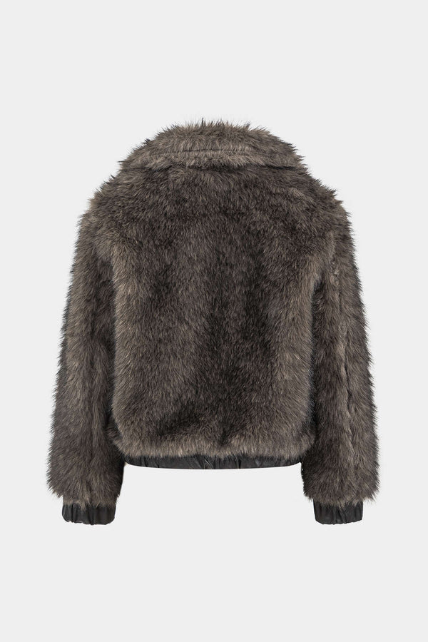 Noir Edge Faux Fur Bomber Jacket