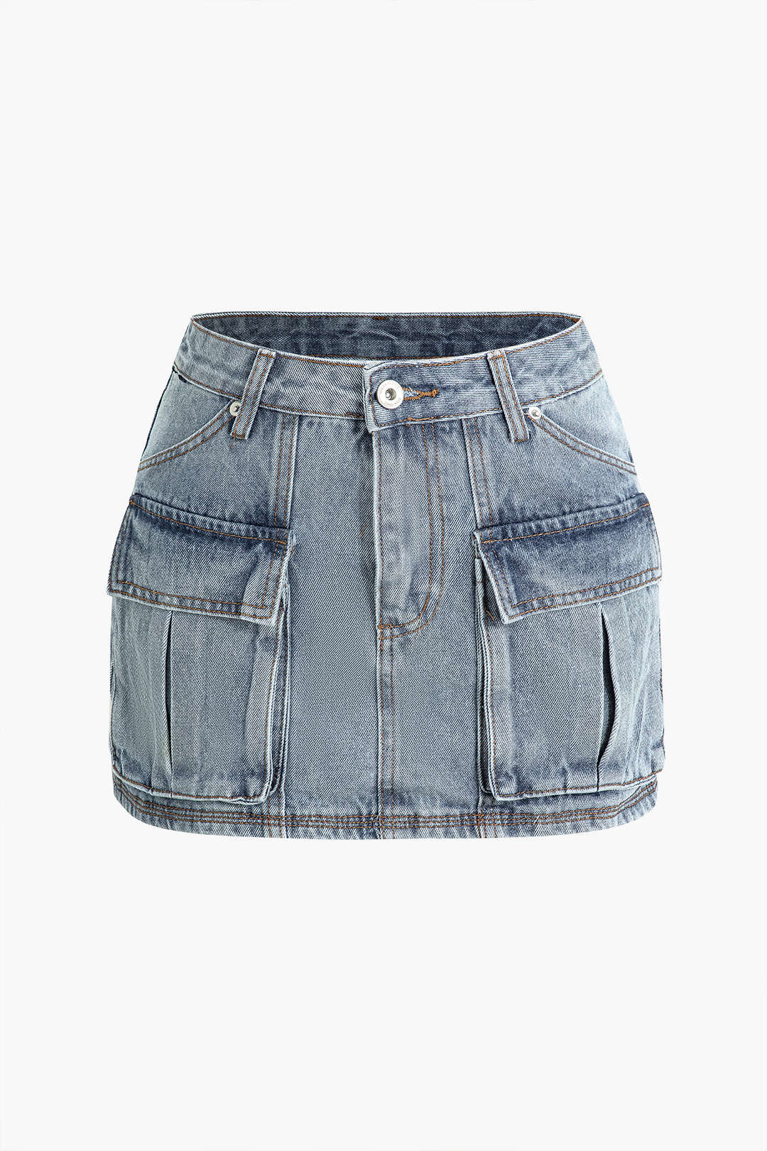 Faded Cargo Denim Mini Skirt