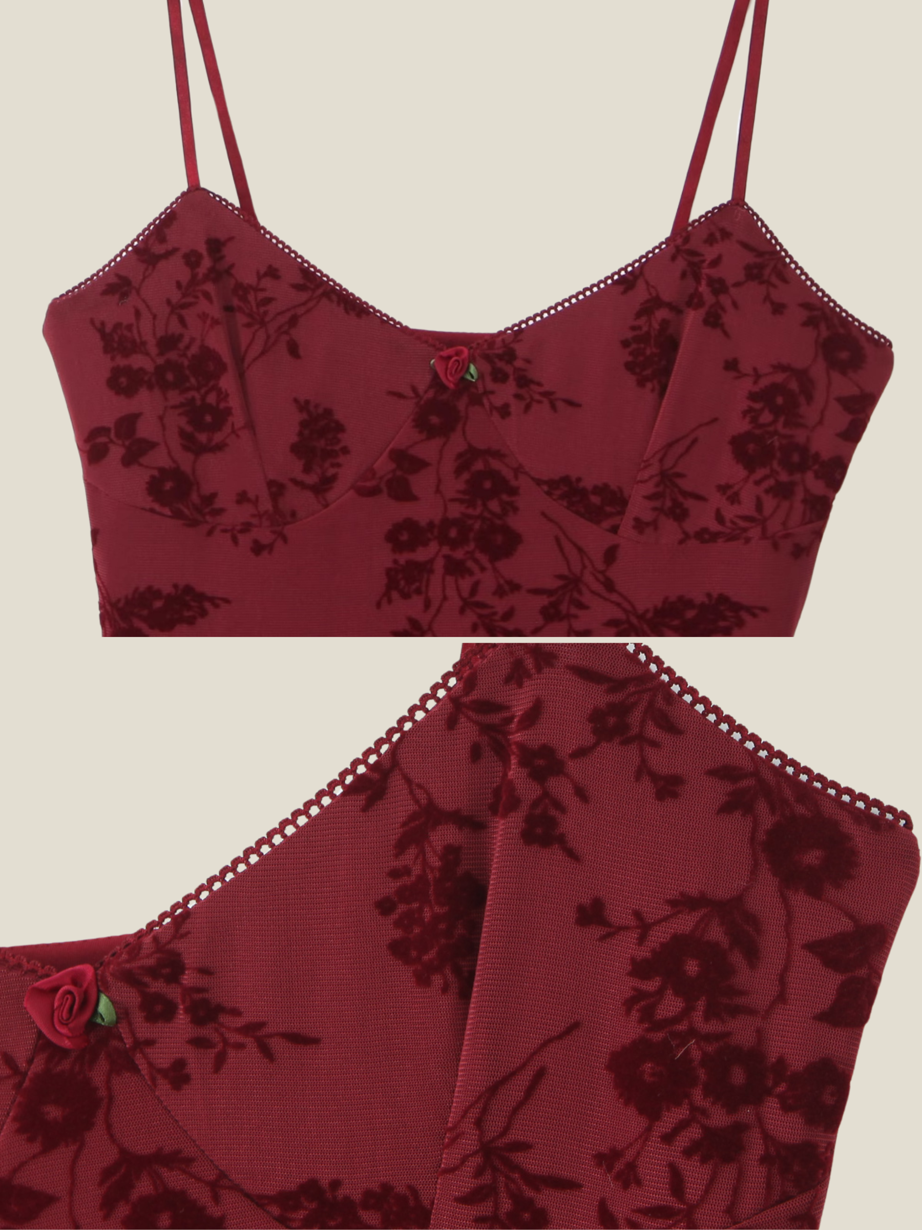 Selene Fleur Lace Trim Mini Dress