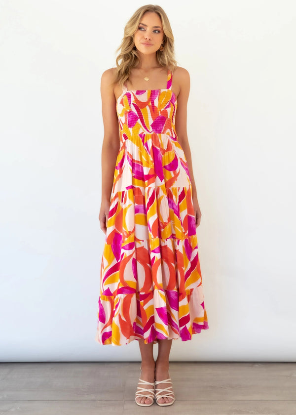 Sunberry Swirl Tiered Maxi Dress
