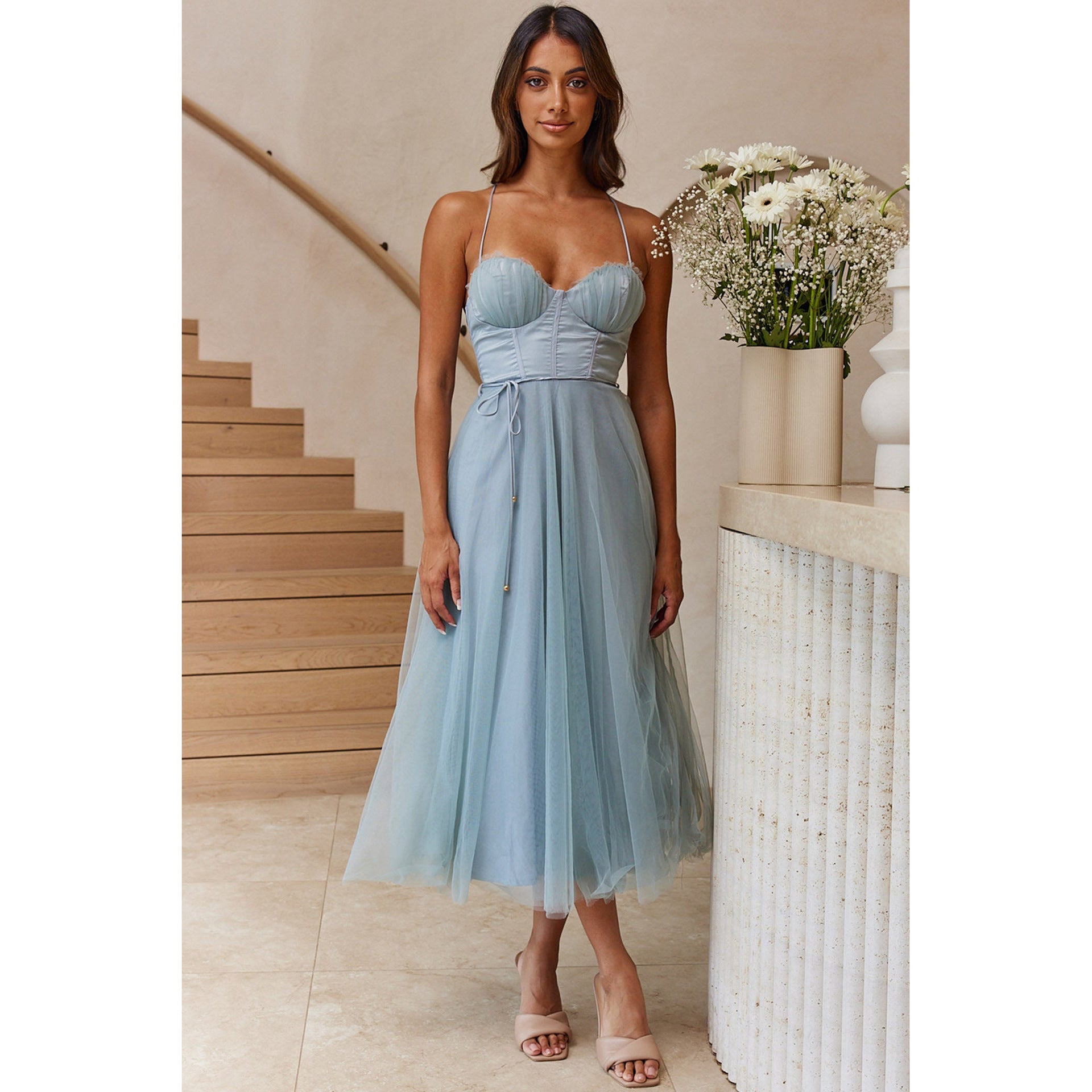 Seraphina Corset Tulle Midi Dress