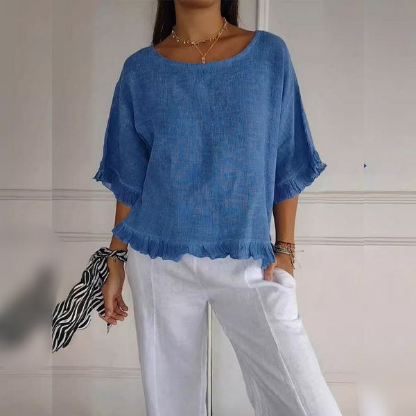 Coastline Ruffle Linen Blouse
