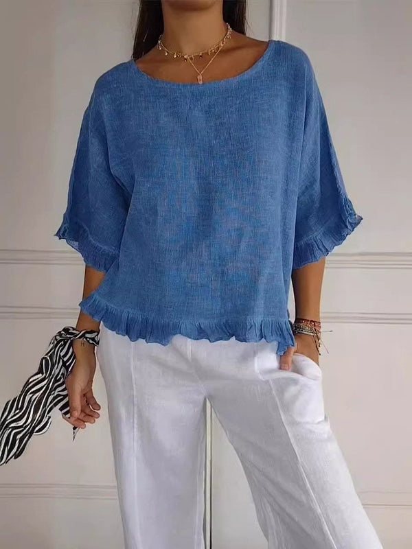 Coastline Ruffle Linen Blouse