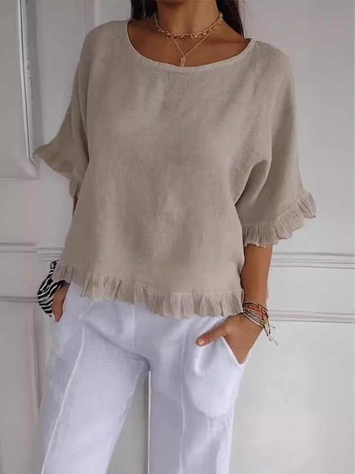 Coastline Ruffle Linen Blouse
