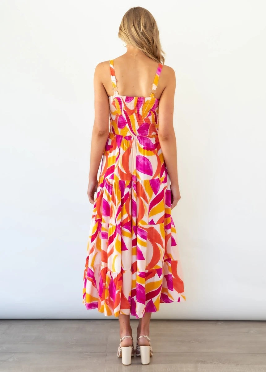 Sunberry Swirl Tiered Maxi Dress