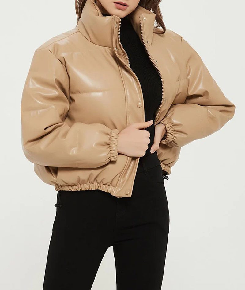 Onyx Rebel Faux Leather Puffer