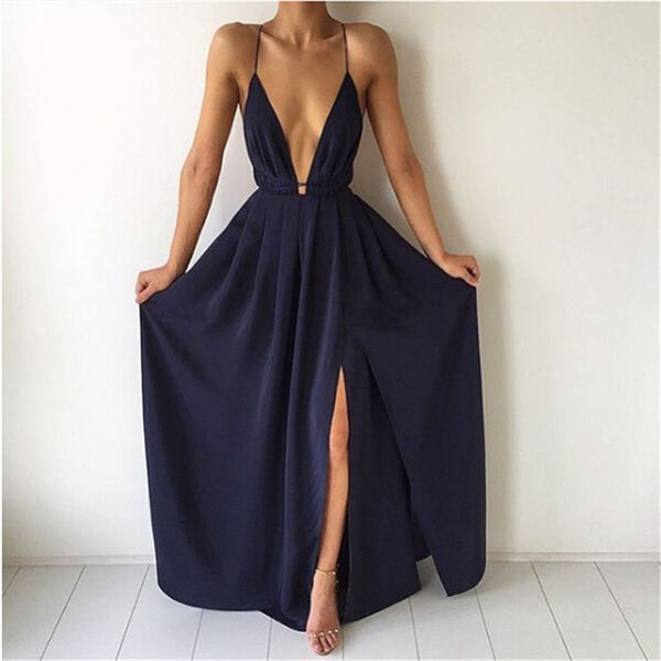 Women's Maxi Dress - Cross Back Detail - Sleeveless Design