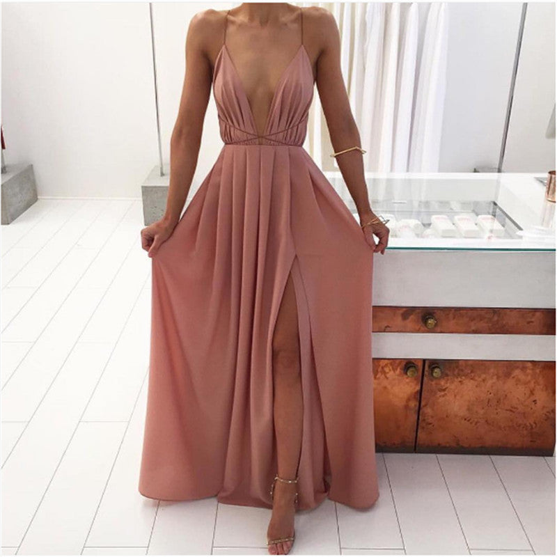 Women's Maxi Dress - Cross Back Detail - Sleeveless Design