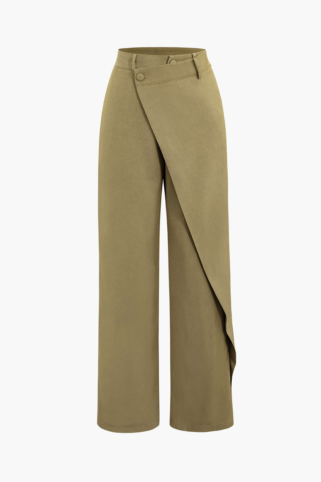 Draped Wrap Straight-Leg Trousers