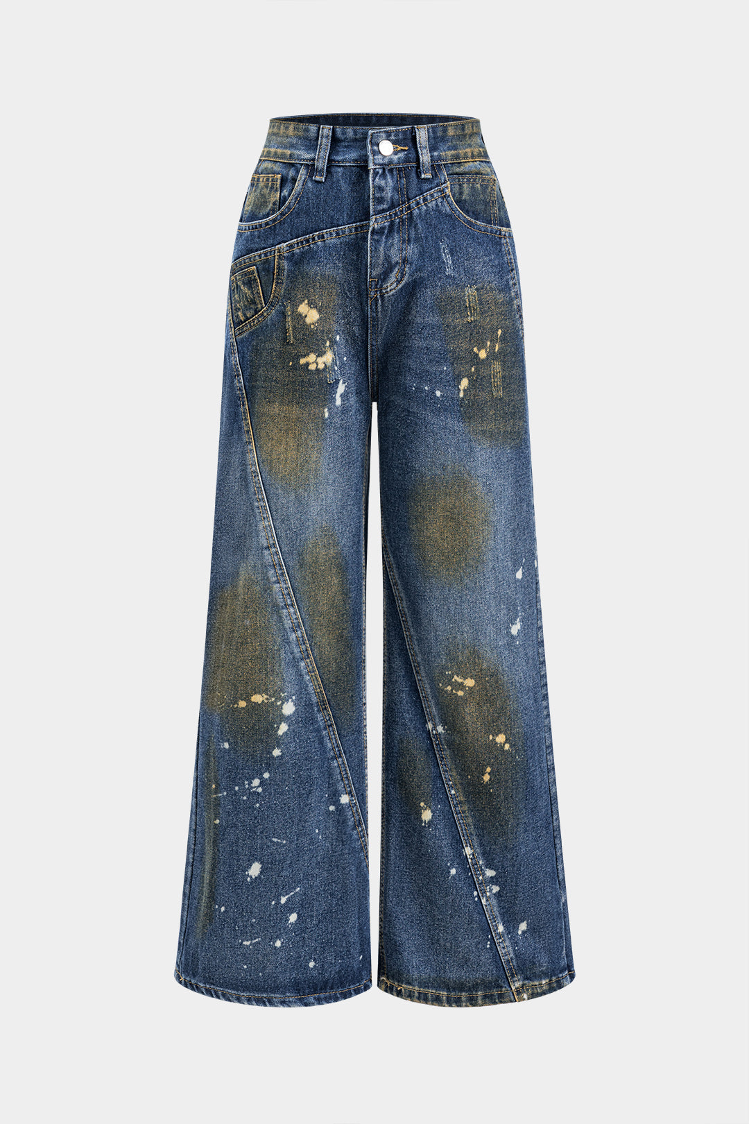 Sable Paint-Splattered Wide-Leg Jeans