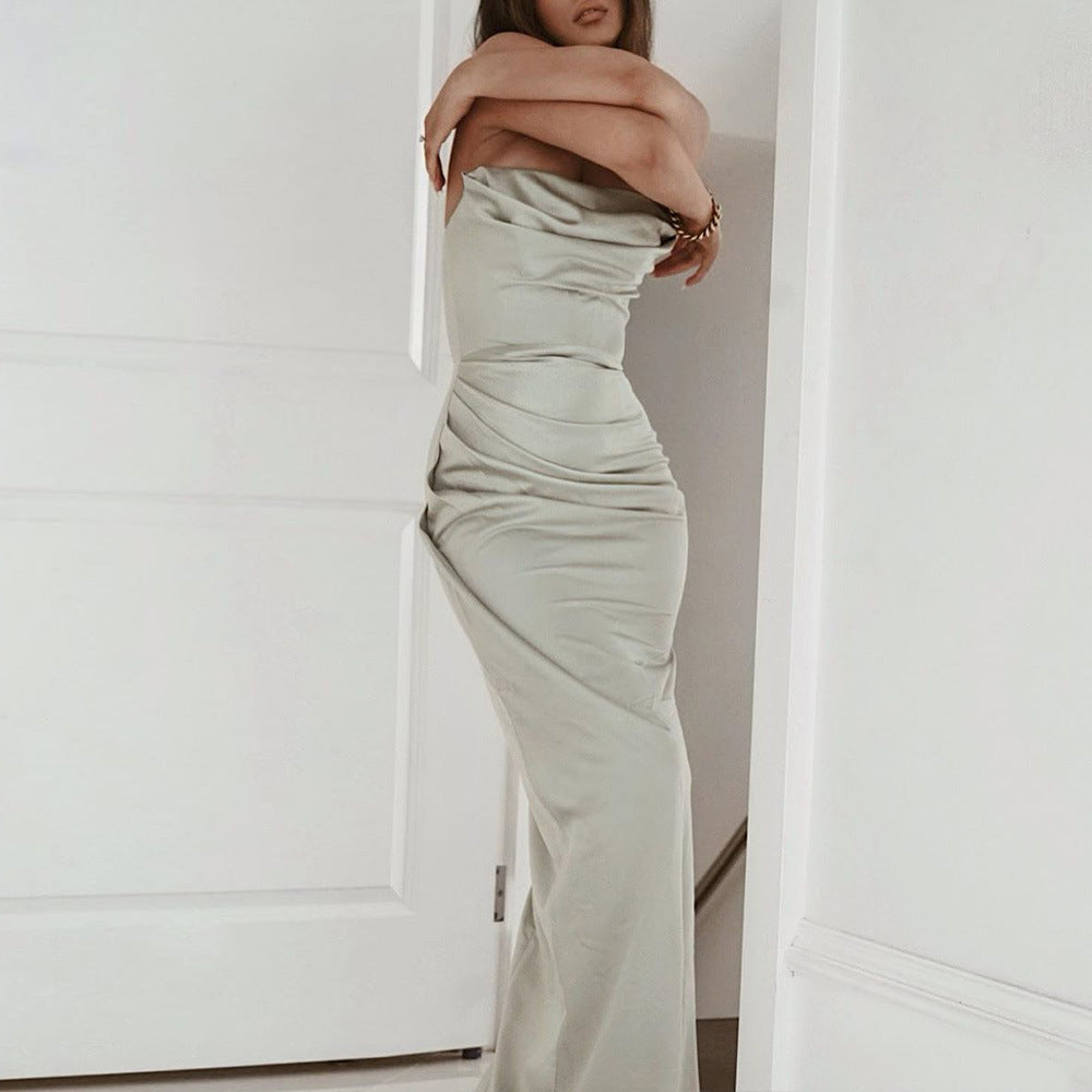 Delphine Draped Satin Maxi Dress