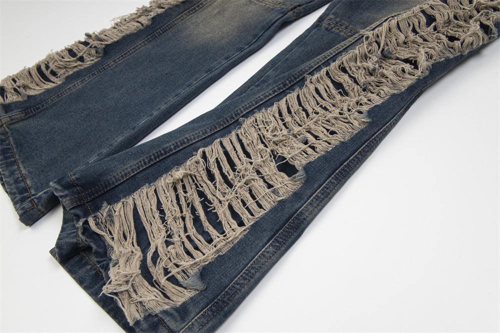 Rebel Shred Contrast Fringe Jeans