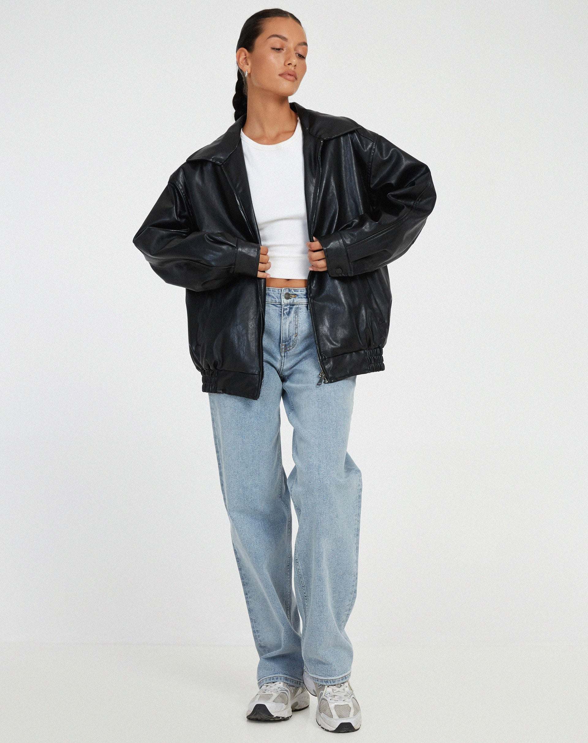 Harlin Oversized PU Zip Jacket