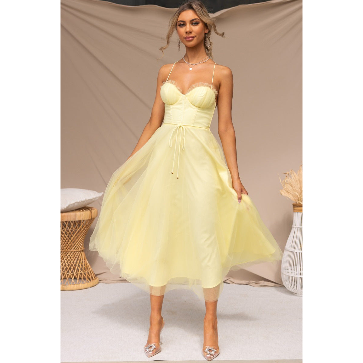 Seraphina Corset Tulle Midi Dress