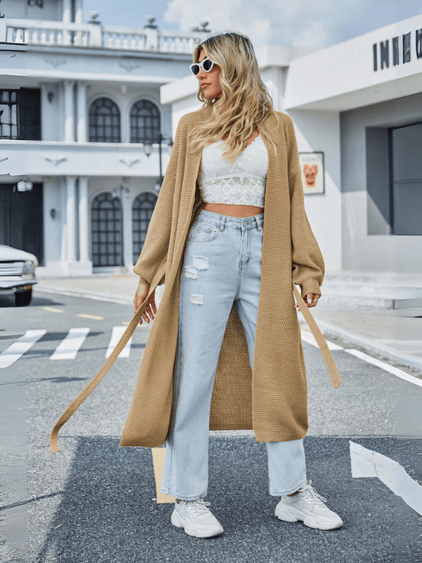 Khaki Skyline Drift Longline Cardigan