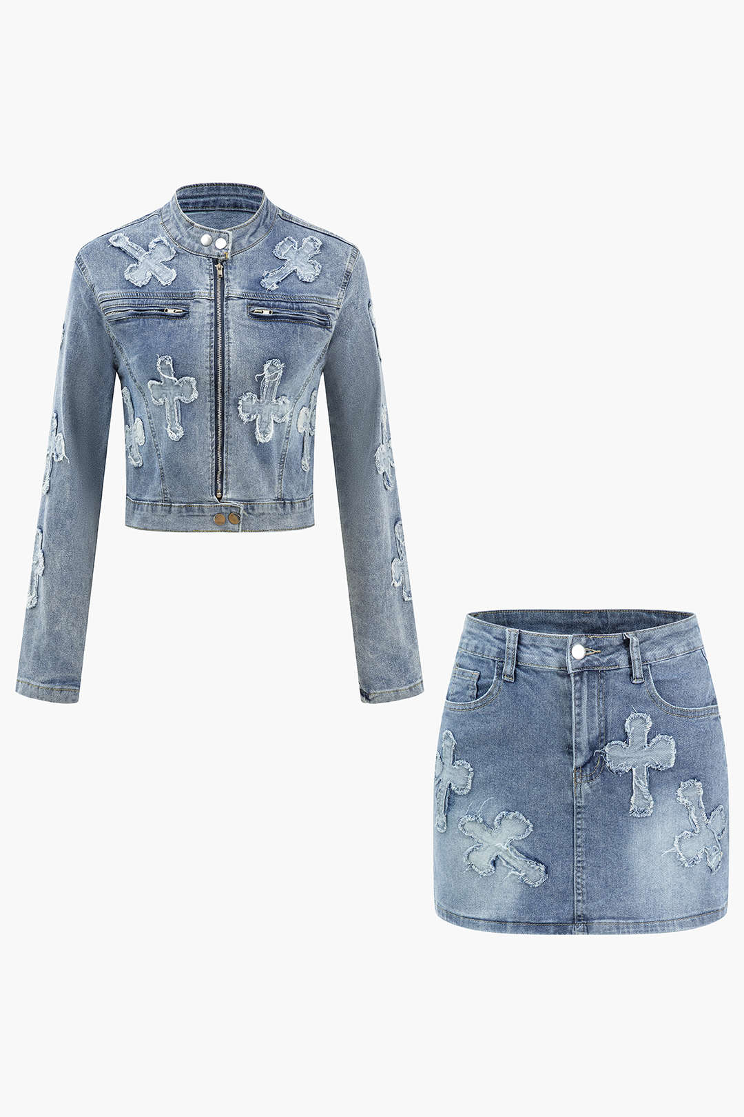 Crosstown Denim Jacket And Skirt Set