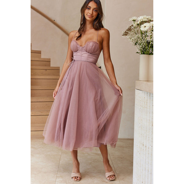 Seraphina Corset Tulle Midi Dress