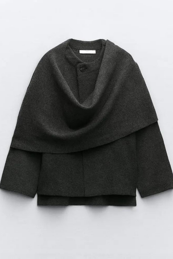 Midnight Drape Wool Cape Jacket