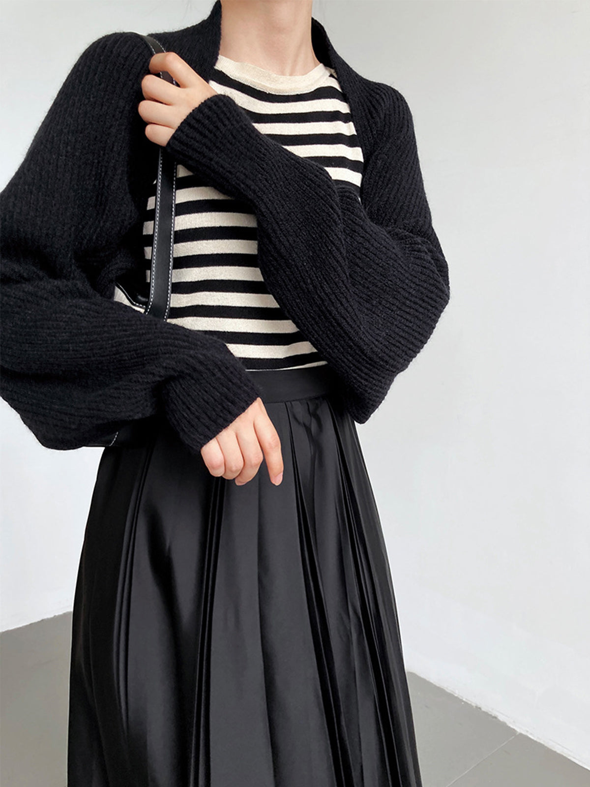 Ribbed Open Front Knit Cardigan