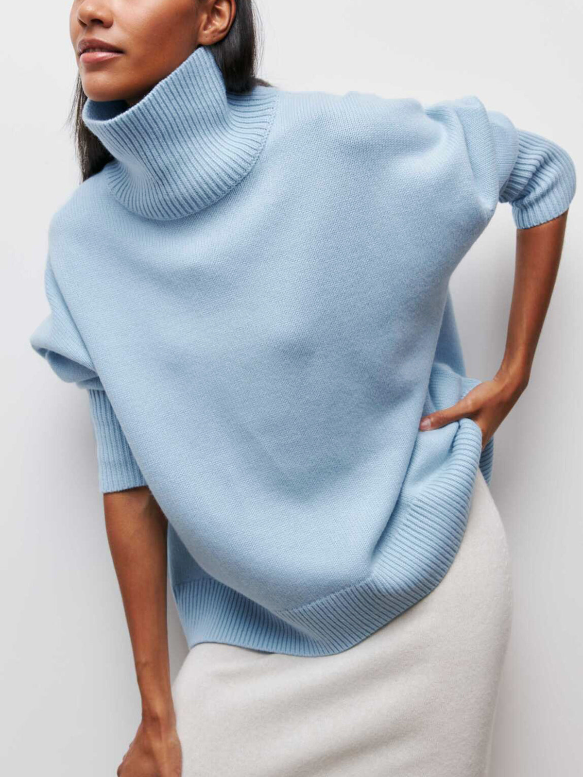 Oversized Ribbed Turtleneck Sweater