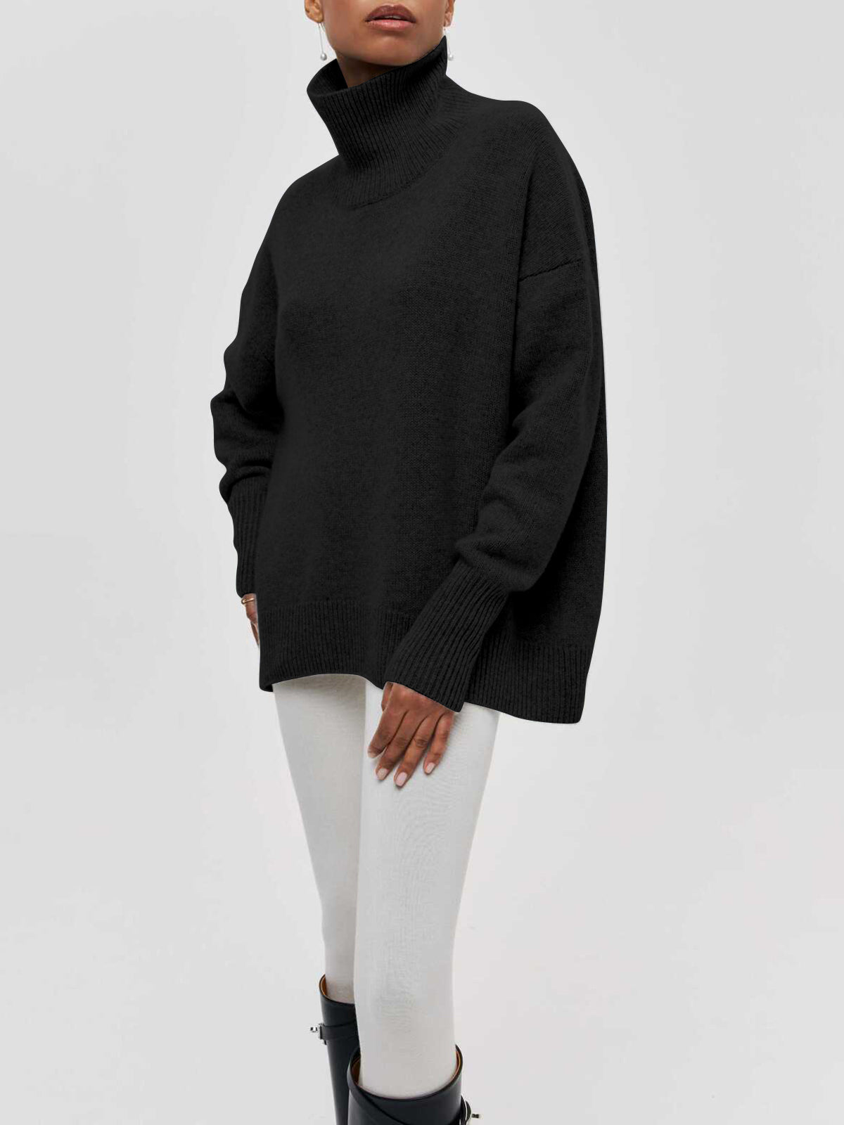 Oversized Ribbed Turtleneck Sweater