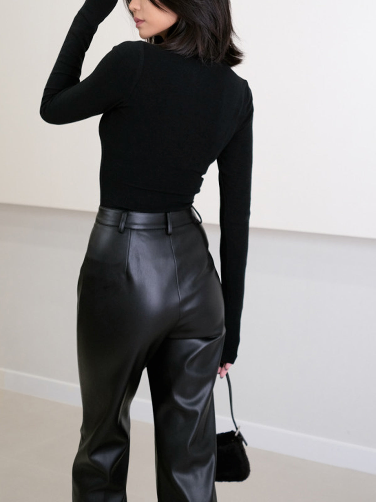 High-Waist Faux Leather Trousers