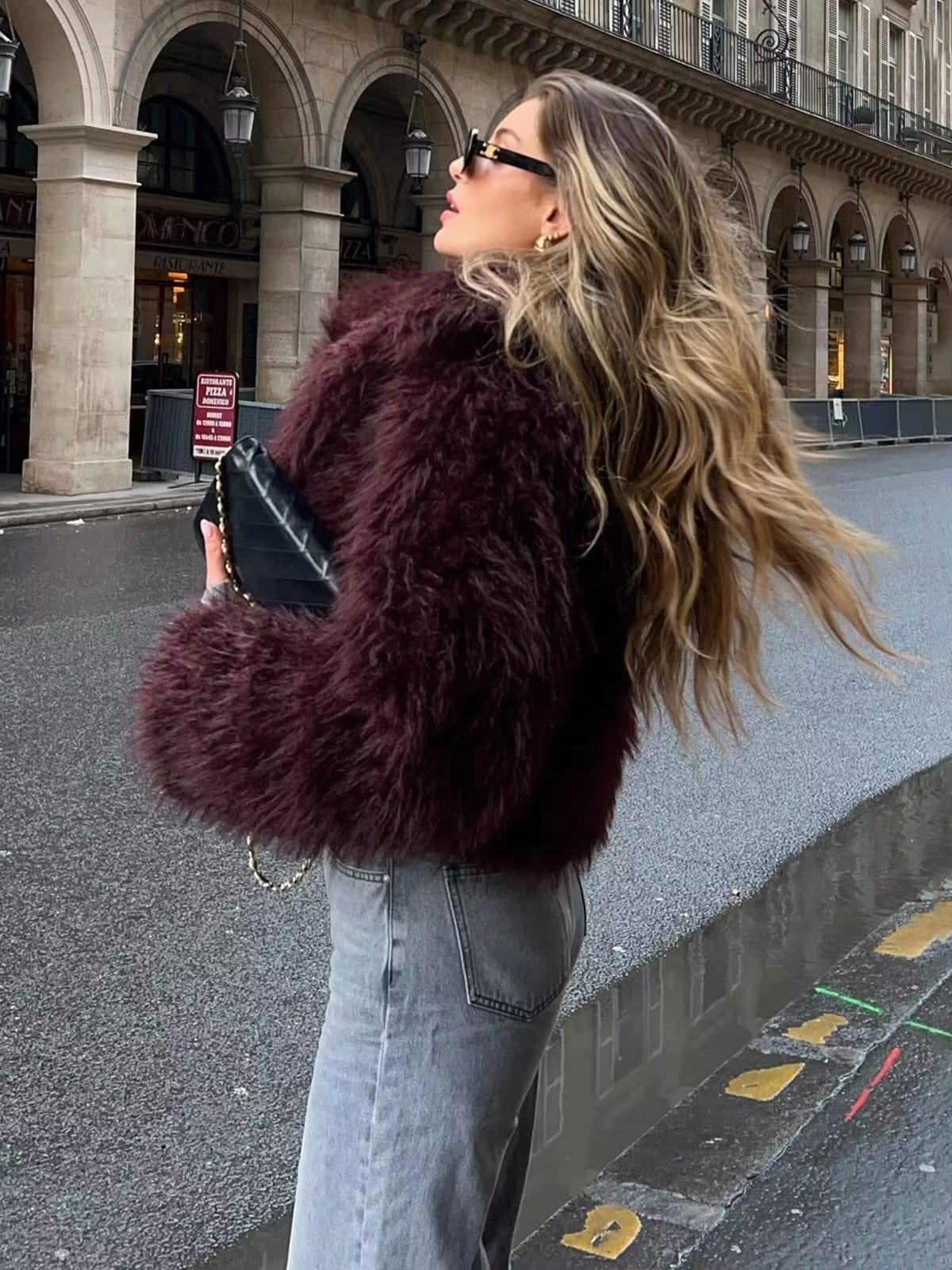 Burgundy Luxe Faux Fur Jacket