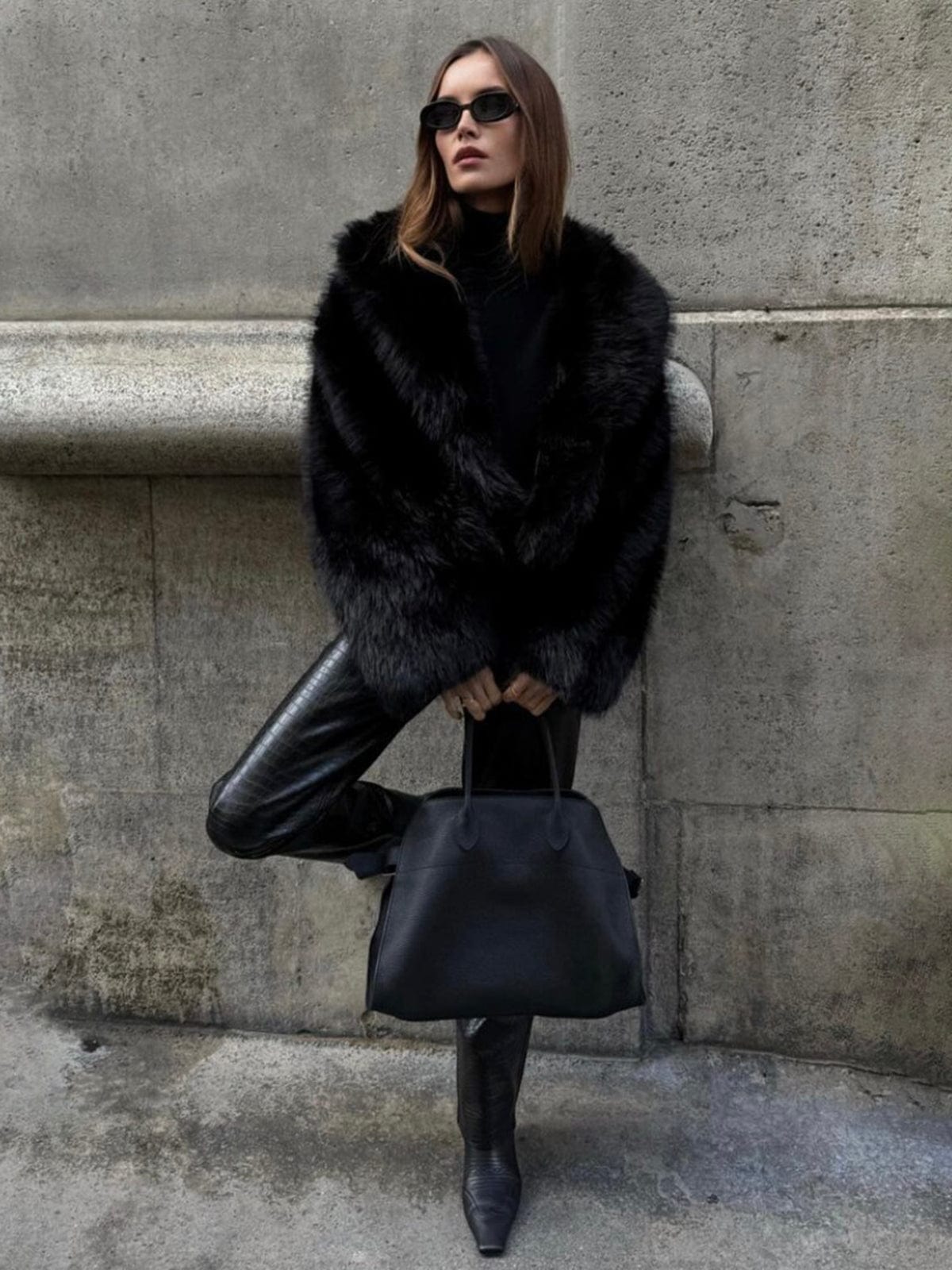 Black Luxe Faux Fur Jacket