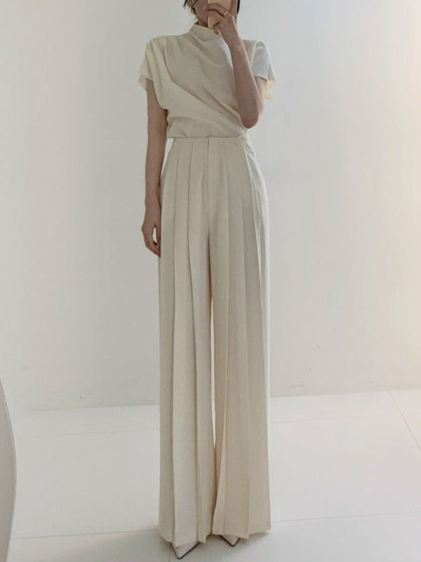 Tailored Pleated Wide-Leg Trousers