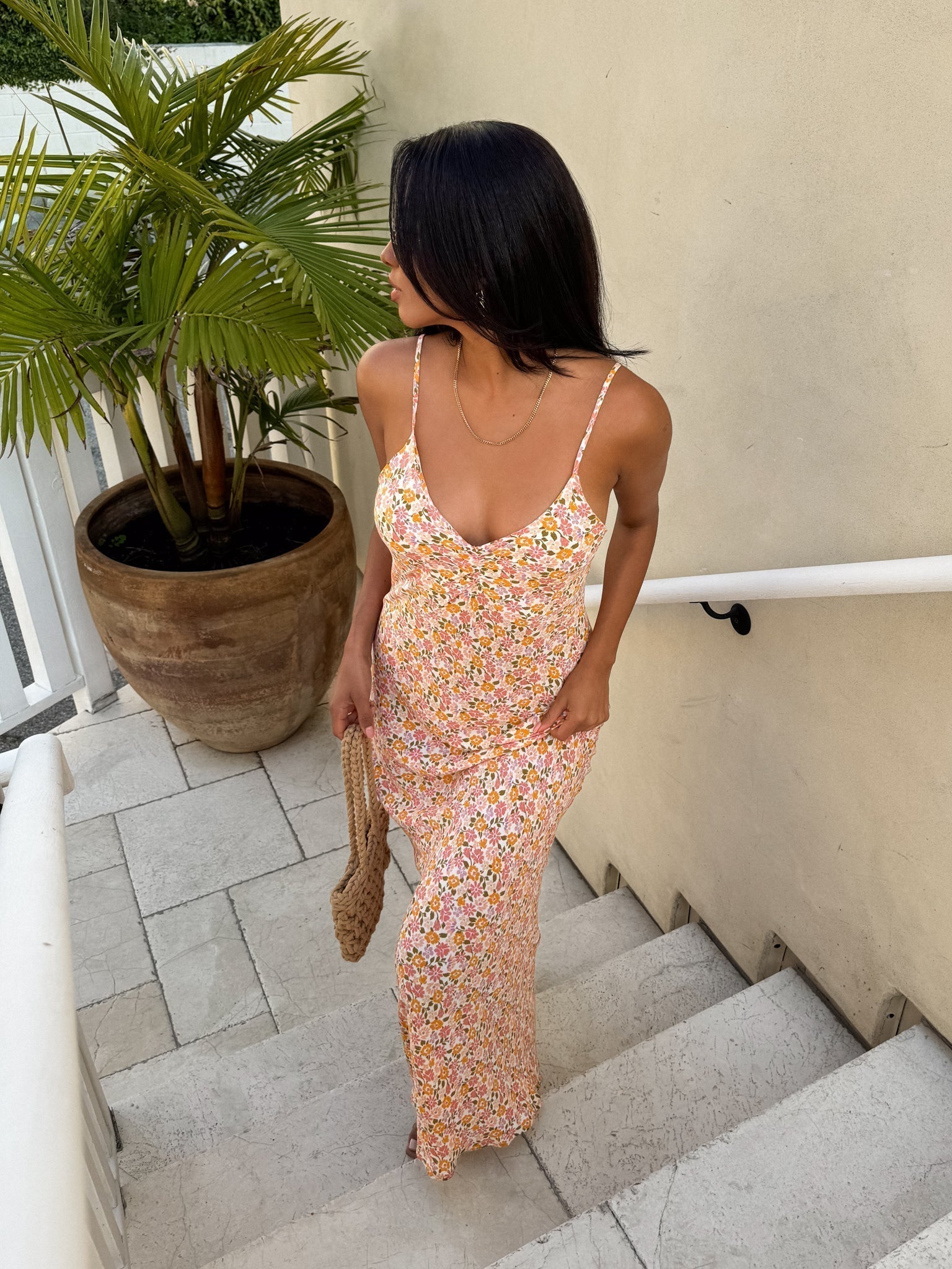 Floral Print Spaghetti Strap Maxi Dress