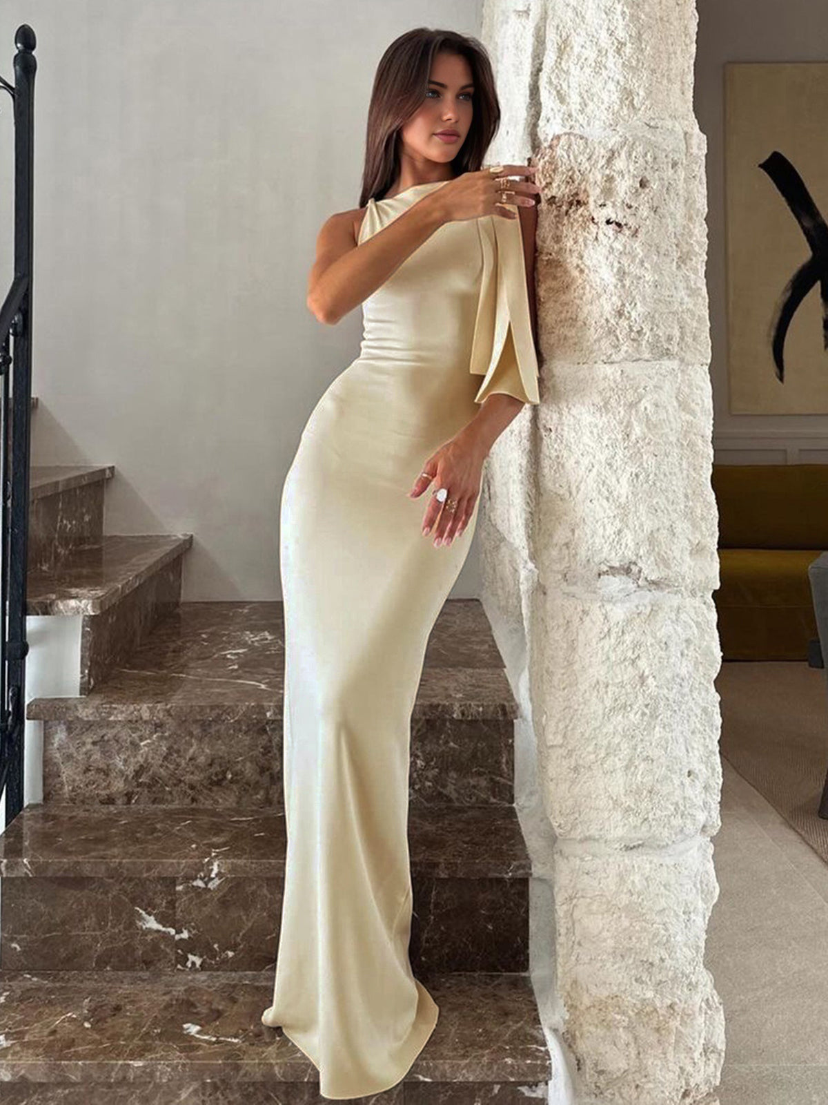 Ivory Golden Hour Elegance Maxi Dress