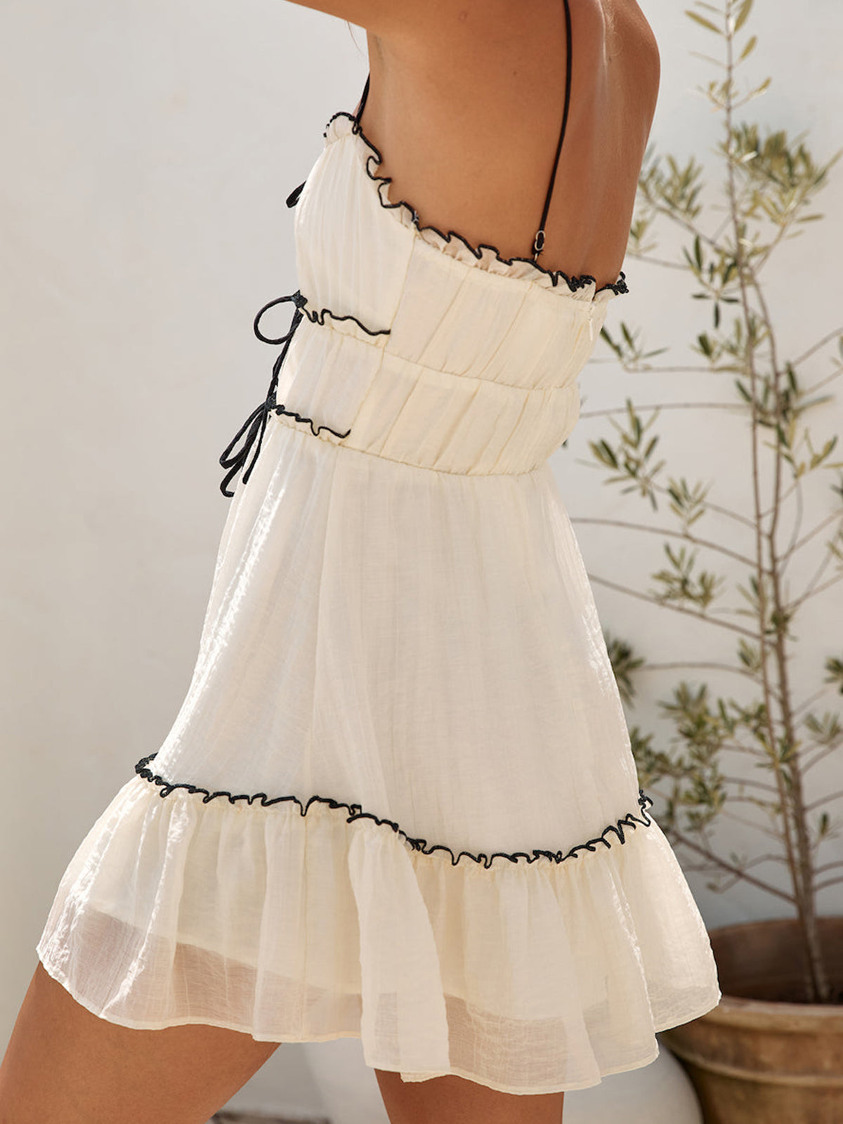 White Sienna Lace-Up Mini Dress