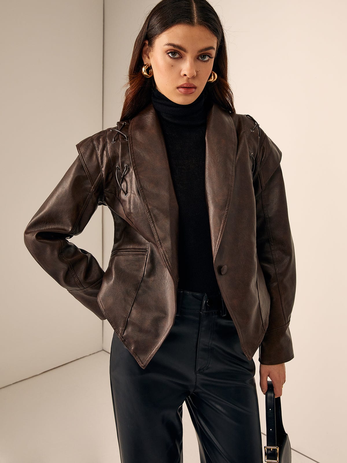 Delaney Tie-Waist Faux Leather Jacket