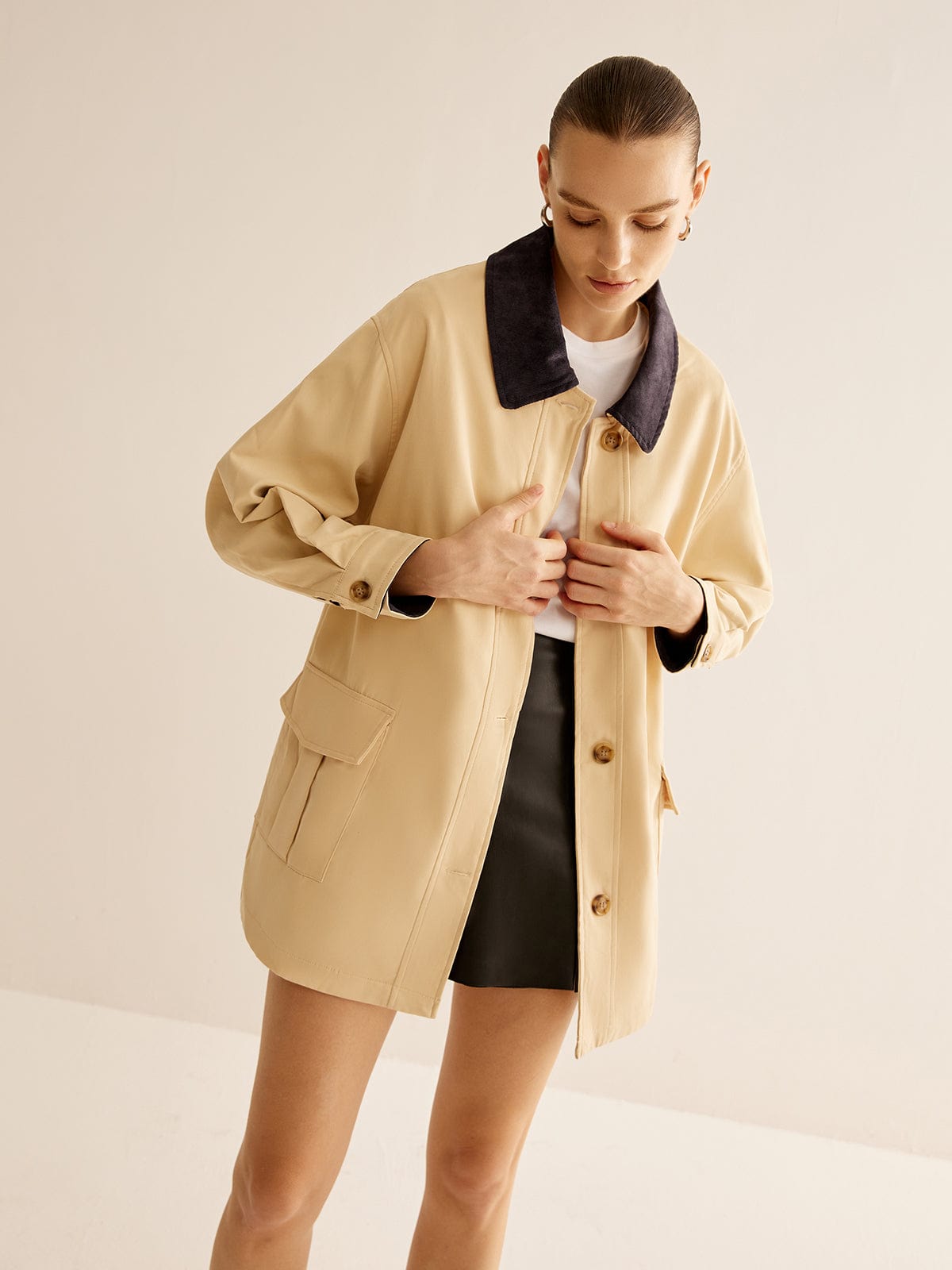 Khaki Edge Trench Coat