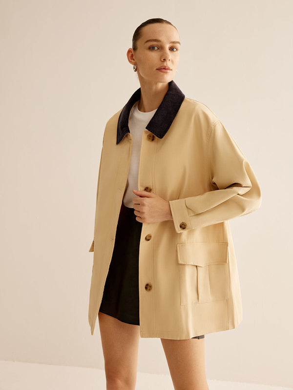 Khaki Edge Trench Coat