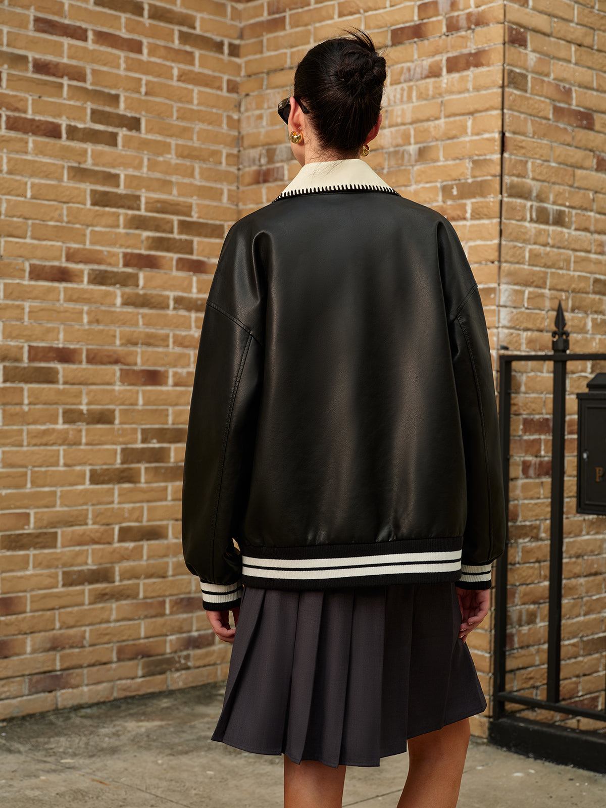 Riviera Faux Leather Varsity Jacket