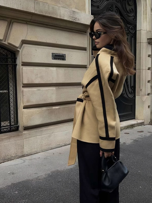 Monaco Edge Belted Contrast Coat