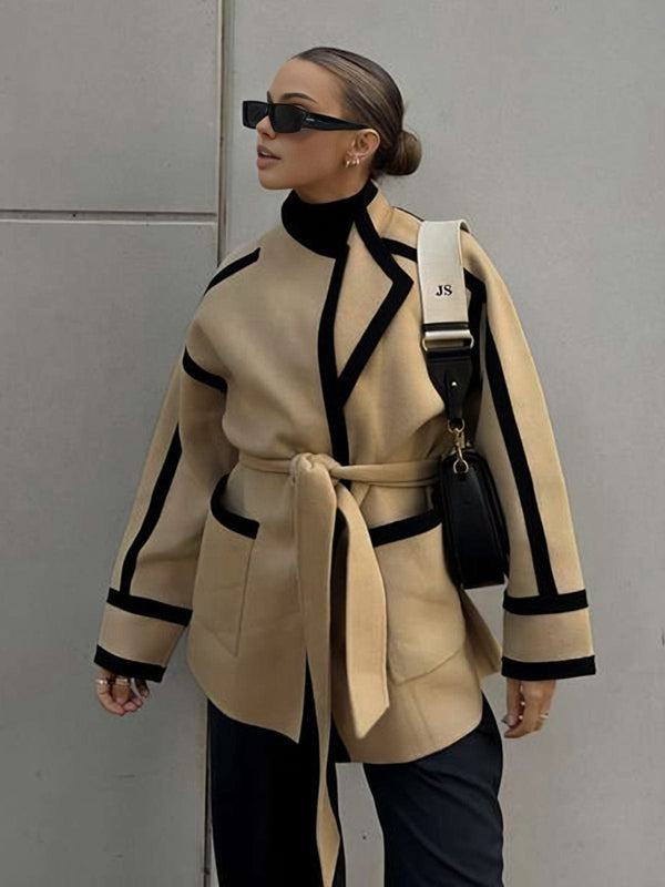 Monaco Edge Belted Contrast Coat