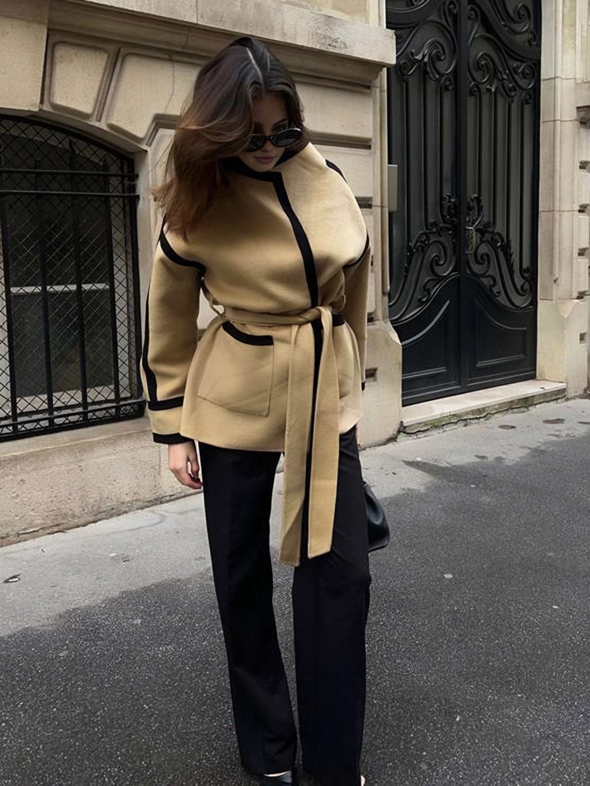 Monaco Edge Belted Contrast Coat