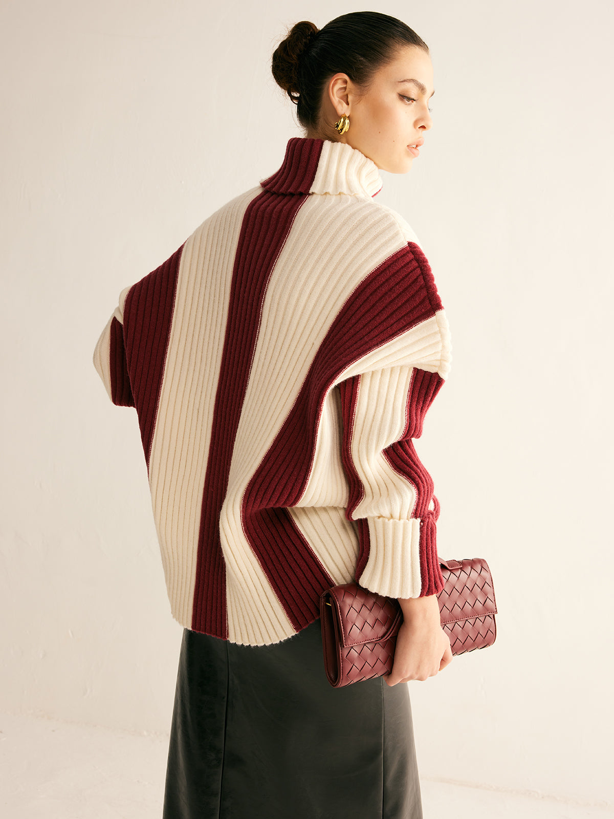 Colourblock Ribbed Turtleneck Sweater