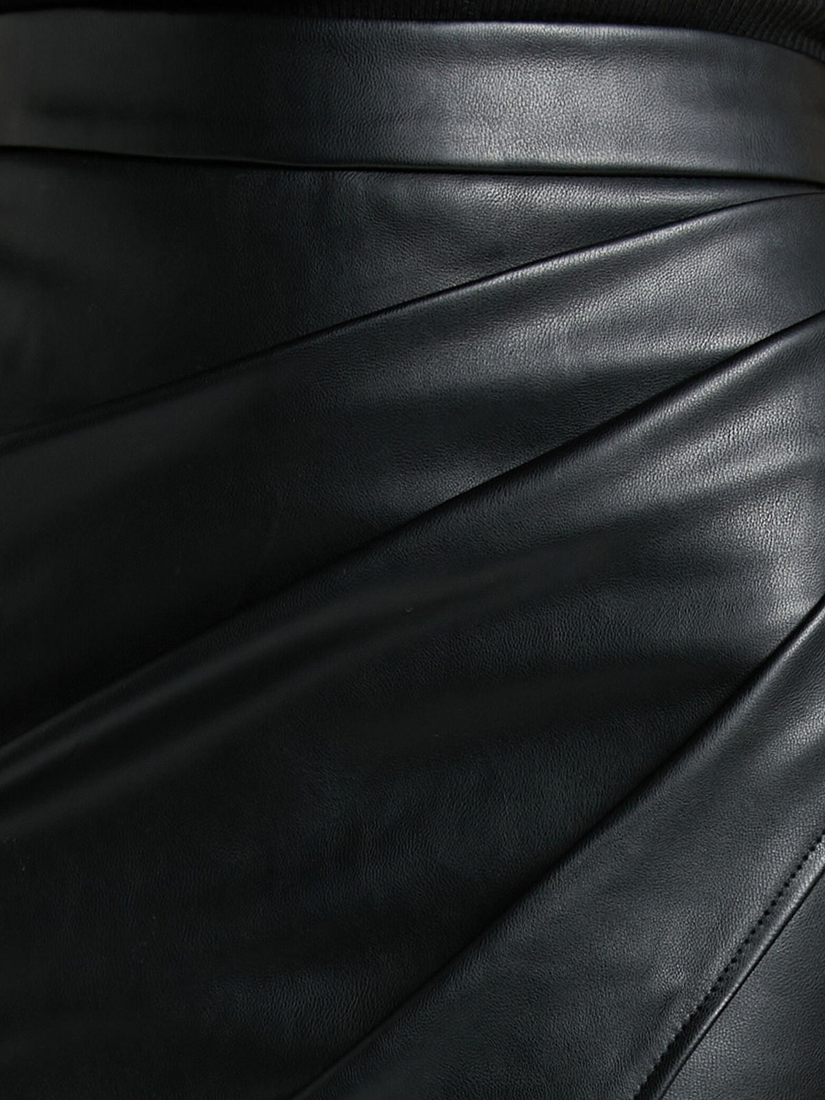 Pleated Split Leather Skirt