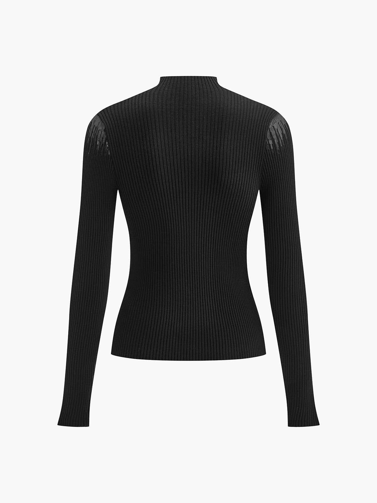 Textured Sheer Yoke Ribbed Top