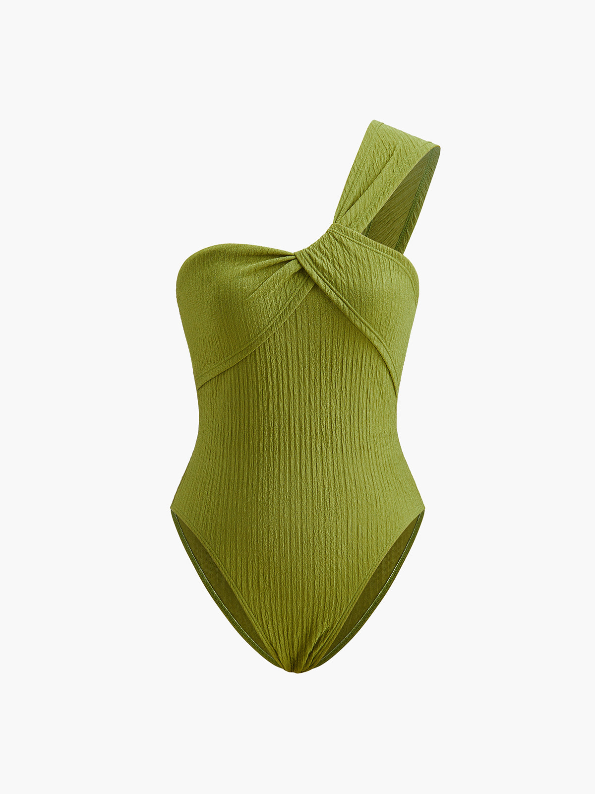 Verdant Elegance One-Shoulder Swimsuit